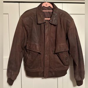 Men’s Brown Leather Bomber Jacket